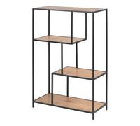 Black Metal Asymmetrical Bookcase Stylish Display Shelf Oak Ash Storage Unit