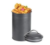 Black Metal Biscuit Cookie Storage Tin Box Canister, Coffee Tea Sugar Canister Home Storage Container Treats Jar with Fresh Seal Lid for Coffee Bean Tea Cereal Sugar Cookie