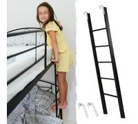 Black Metal Bunk Bed Ladder for Kids & Adults, Adjustable RV Short Bunk Ladder with Hook, Compatible with Twin Bed, 45-69 inches (165cm) - Perfect for School Dorms & Home