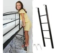 Black Metal Bunk Bed Ladder for Kids & Adults - Short RV Bunk Ladders (45-69in) with Hooks, Perfect for Dorms & Home Use, Durable Twin Bed Accessory