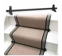 Black Metal Carpet Rod Holders for Stair Runners - 10 Pcs with Sphel Finials & Brackets Easy Installat 32in/81cm Length Ideal for Home Theater Museum Decor
