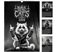 Black Metal Cats 2026 - Wall Calendar 2026,11×8.5 inches Gothic Style Kitten Monthly Planner, Alternative Dark Aesthetic 12-Month Calendar for Metal Music Fans & Cat Lover (Black)
