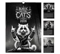 Black Metal Cats 2026 - Wall Calendar 2026, 12-Month Cats Themed Monthly Planner, Dark Aesthetic Personalized Art Illustrations, Alternative Home & Office Decor, Metalhead Music Lovers