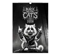 Black Metal Cats 2026 - Wall Calendar 2026, Black Metal Cats 2026 Wall Calendar, Alternative Dark Aesthetic 12-Month Calendars for Meta-l Music Fans & Ca-t Lovers