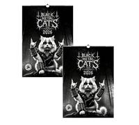 Black Metal Cats 2026, Wall Calendar 2026, Blacks Metal Cats 2026 Wall Calendar, Alternative Dark Aesthetic 12-Month Calendars for Meta-l Music Fans & Ca t Lovers (Black-2Pcs)