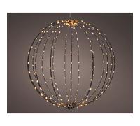 Black Metal Christmas Ball Frame Light LED Sphere Ball Timer Warm 28cm