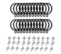Black Metal Curtain Ring 24 pcs, 38 mm, with 30 Hooks - Easy to Install