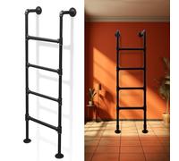 Black Metal Emerncy Ladder for Loft Bed WallMounted Window Fit Industrial Iron Round Tube Design Perfect for Bunk Beds Indoor & Outdoor Use