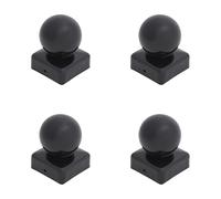 Black Metal Fence Gate Post Cap With Ball Flange 50mm x 50mm 2"