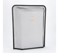 Black Metal Fireplace Spark Guard - Heavy-Duty Square Mesh Screen with Handle - Protective Fire Screen for Home Hearths, Fire Pits & Open Fireplaces (Black Spark Guard with Brass Ring Handle) - FIRE40