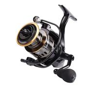Black Metal Fishing Reel with Smooth Drag for Pier Angling | Alloy Body and EVA Handle, Strong Casting Ring, for Monofilament Line and Lure Rod Use