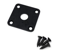 Black Metal Flat Square Jack Plate for Gibson Les Paul Guitar with Screws by VINTAGE FORGE | JPS40-BLK