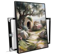 Black Metal Frame Jesus Christ Empty Tomb Christian Art He is Risen Easter Decorations - Charming Spring Home Decor for Entryway or Living Room Bedroom Nursery Easter Celebrations 36" L x 24" W