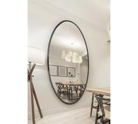Black Metal Framed Oval Wall Mirror 79" X 44" (200 x 112CM) MirrorOutlet Black 1 Pack