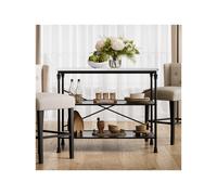 Black Metal Freestanding Kitchen Island with Marble Effect Top - Fairmont