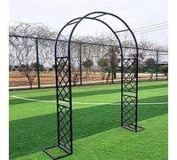 Black Metal Garden Arbor ArchRustproof Iron Trellis for Climbing Roses Outdoor Pergola Decoration 79" W x 98" H Perfect for Garden Pathway & Floral Displays.