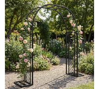 Black Metal Garden Arbor Wedding Arch for Outdoor Ceremonies Rose Arch Backdrop Stand Durable Trellis for Climbing Plants Enlard Base 3.4x2 ft