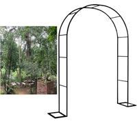 Black Metal Garden Arch, 1.2m-1.8m Adjustable, Sturdy Rose Arbor for Climbing Plants, Outdoor Decor for Garden, Lawn, Backyard, 1.4m x 2.3m Trellis Gate Arch