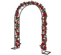 Black Metal Garden Arch for Climbing Plants, 2.3m Tall Rose Arbor, Outdoor Wedding Pergola, Available in Green, White, Brown (L160xW40xH220cm)