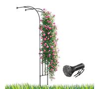 Black Metal Garden Arch for Climbing Plants - 240cm High Steel Pergola Trellis for Roses Jasmine & Flowers - Outdoor Patio Support 150cm Wide Arbour Decor