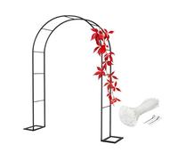 Black Metal Garden Arch - Sturdy Trellis for Climbing Roses, Vines & Flowers - Perfect Support for Garden Pathways - 240W x 220H cm