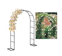 Black Metal Garden Arch - Sturdy Tubular Rose Trellis for Climbing Plants - Indoor/Outdoor Use - Adjustable 1.2 x 2.2m to 2 x 2.3m Support for Vines