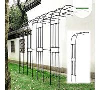Black Metal Garden Arch Trellis - 7.2ft Outdoor Climbing Support for Roses & Vines, Easy Assembly Half Arch Decor for Garden Wall, 220x240cm