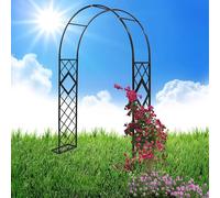 Black Metal Garden Arch Trellis for Climbing Plants 3.4m x 2. Outdoor Wedding Arbor & Pergola Decoration Perfect for Roses & Garden Arbour Support