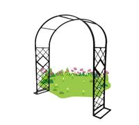 Black Metal Garden Arch Trellis for Climbing Plants Iron Arbor 8.5ft to 12.5ft Adjustable Height Perfect Outdoor Decoration for Garden Pathways & Vines