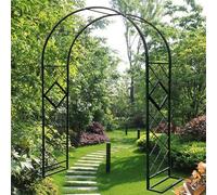 Black Metal Garden Pergola with Arch - Iron Trellis for Climbing Plants, Outdoor Patio Décor, 3.6 x 2.3 m Support Arbor for Roses and Vines, Backyard Landscaping Solution