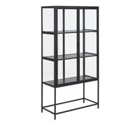 Black Metal Glass Display Cabinet 2 Door Storage Unit Shelving Showcase