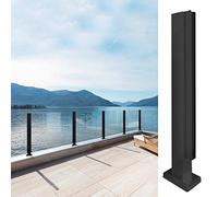 Black Metal Glass Railing Post Kit - Customizable 304 Stainless Steel Balustrade for Decks Stairs & Balconies - Stylish 105cm Safety End Post for Modern Homes