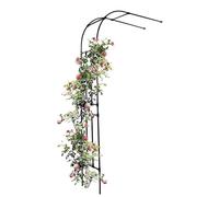 Black Metal Half-Round Garden Arch - 2.4m Wall-Mounted Trellis for Climbing Plants, Elegant Pera Arbor for Lawn, Backyard, Patio, Outdoor Decor & Landscaping Solution