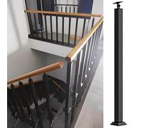 Black Metal Hand Railing - 100cm Non-Slip Floor Mount Banister Pole, Square Post for Indoor Stairs & Concrete Steps, Modern Industrial Support Rod - 1PC