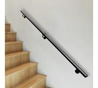 Black Metal Handrail for Stairs, 1m 1.8m 2m 2.4m 3m Industrial Galvanized Iron Wall Balustrade Non-Slip Staircase Banister Rails for Outdoor Indoor Steps(3ft/90cm)