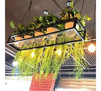 Black Metal Hanging Pot and Pan Rack with Flower Stand - Space-Saving Kitchen nizer, Durable Iron Frame for Kitchen, Bar, Garage, Restaurant - 100 x 25 x 15 cm