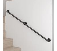 Black Metal il for Indoor Stairs - Complete Kit 1-6m Adjustable Length Non-Slip Safety Railing for Elderly Outdoor Use 180cm Size
