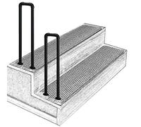 Black Metal il for Outdoor Steps | 55Cm (1.8Ft) Transitional il for Concrete & Wooden Stairs | Durable Exterior Stair Picket Railing