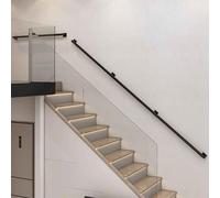 Black Metal Iron Wall-Mounted Railing, 5ft-14ft Lengths, Sturdy Banister Guard for Safe on & Balcony, 7ft/210cm Opt Available