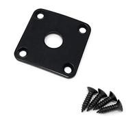 Black Metal Jack Plate for Gibson Les Paul Guitar Square Curved with Screws by VINTAGE FORGE | JPS30-BLK