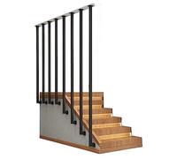 Black Metal L-Shaped Square Safety Railing, Side Mounted for Sturdy Support, 105cm Iron Staircase Railing for Home and Outdoor Use