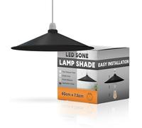 Black Metal Lamp Shades, 40cm Flat Light Shade Ceiling - Modern Lampshades for Ceiling Lights, Lamp Shades for Table Lamps, Floor Lamps, Living Room, Bedroom, Home Décor