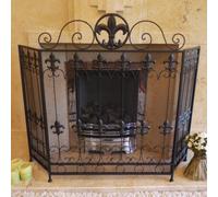 Black Metal Large Fire Screen - Set of 2