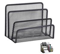 Black Metal Letter Sorter 3 Tier - Envelope Holder Mail Organizer Vertical File Holder for Office Countertop Desk