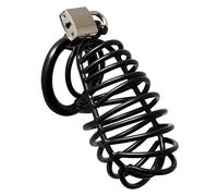 Black Metal Male Chastity Device With Padlock