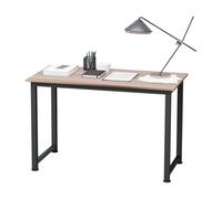 Black Metal & MDF Computer Desk 120x60x76cm Oak Grain Minimal Study Table PC Hub