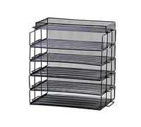 Black Metal Mesh Desk File - Stylish Magazine and Mail Rack for Office Iron Storage Solution Space-Saving File Holder