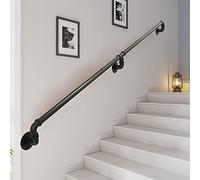 Black Metal Outdoor Grab Rail - 9.2ft Wrought Iron il for Indoor/Outdoor Steps Sturdy Safety Support for Staircase Easy Installation Grab Bar for Home Use