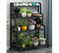 Black Metal Outdoor Plant Stand | Indoor Multi-Tier Flower Pot Display Shelf Rack | Freestanding Ladder Planter Storage Holder for Corner Gardens & Balcony