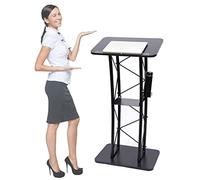 Black Metal Podium Stand - Versatile Lectern for Churches, Classrooms, Conferences & Weddings - Stylish Design for Public Speaking & Professional Presentations
